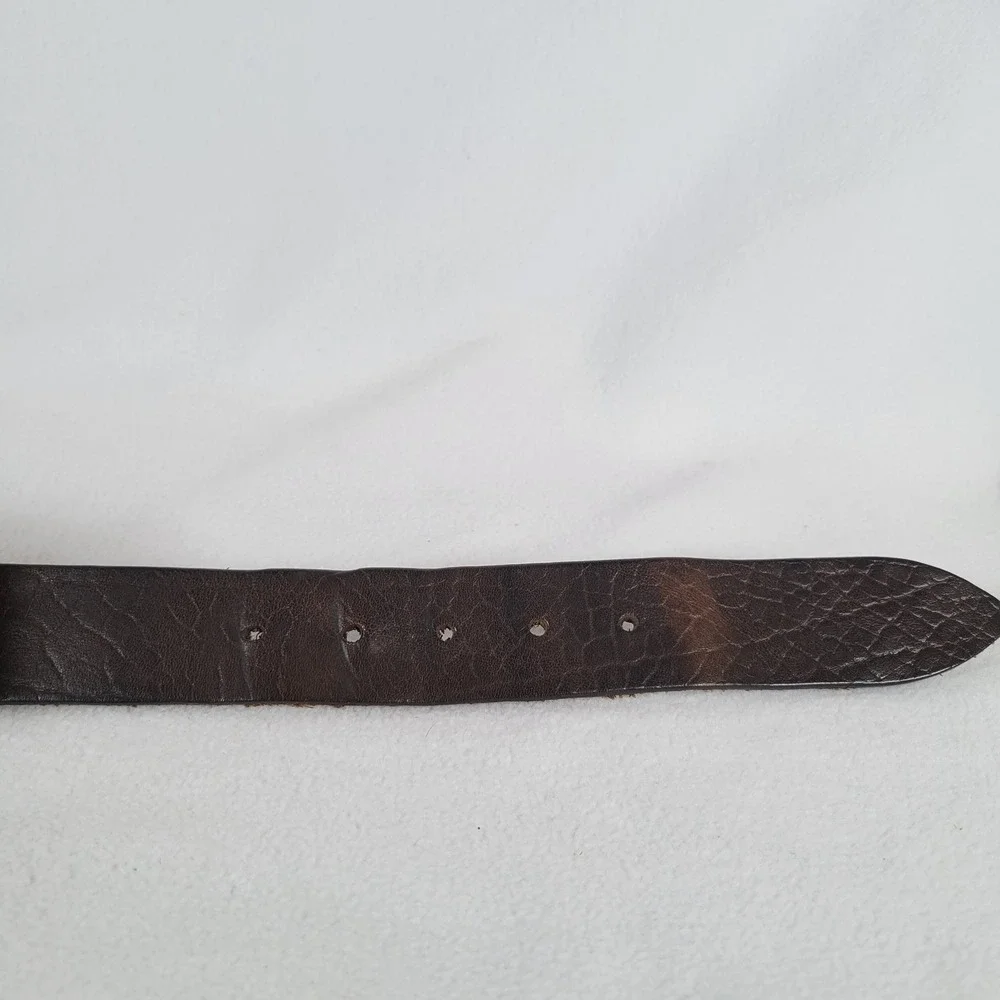 POST & CO Mens Rustic Italian Distressed Leather Western Belt Size 32 Brown